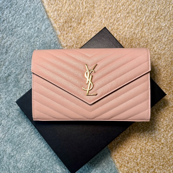 YSL Cassandre Chain Wallet Leather Dark Beige - Picture 7 of 7